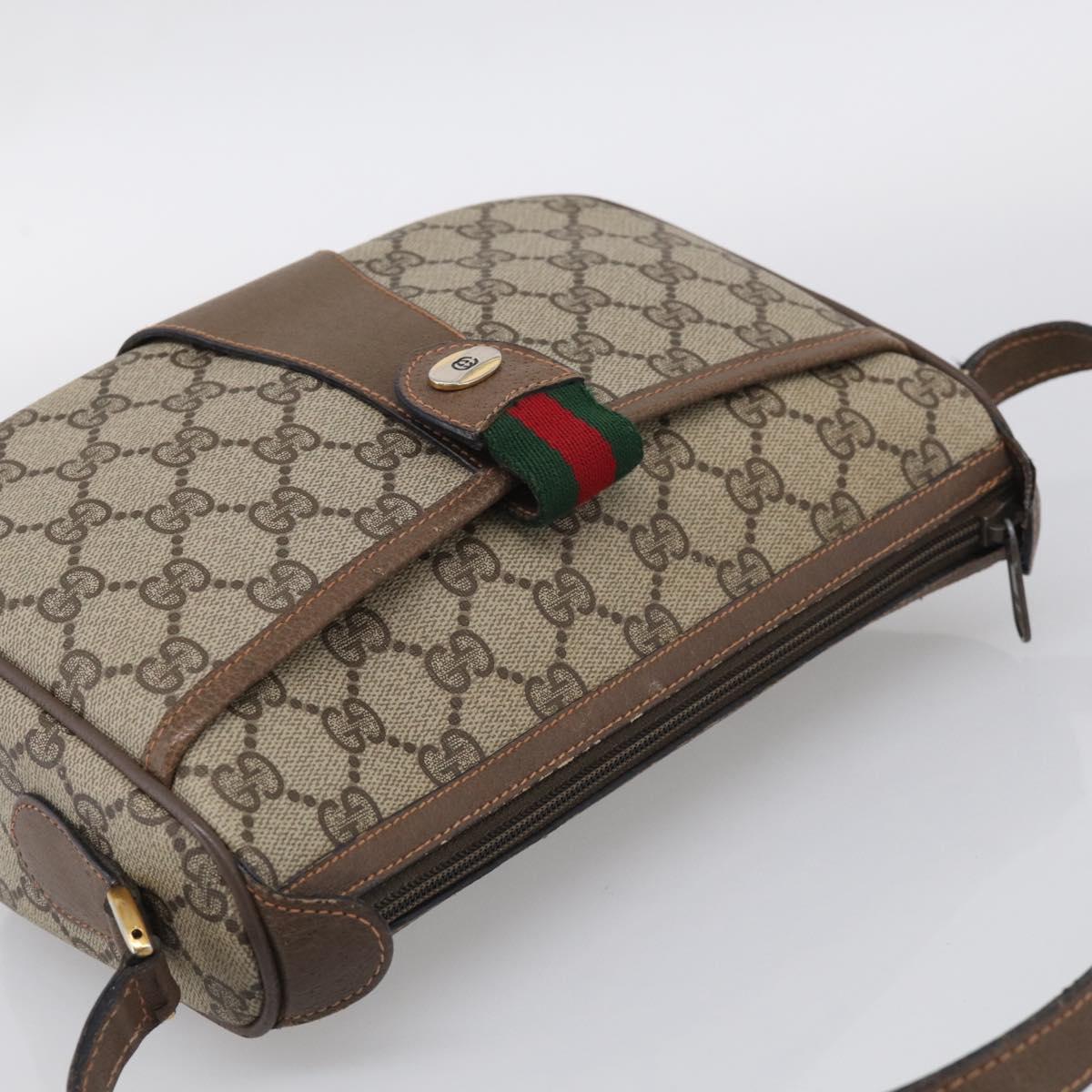 GUCCI GG Supreme Web Sherry Line Bag PVC Beige Gold 89 02 032 Auth ka7012