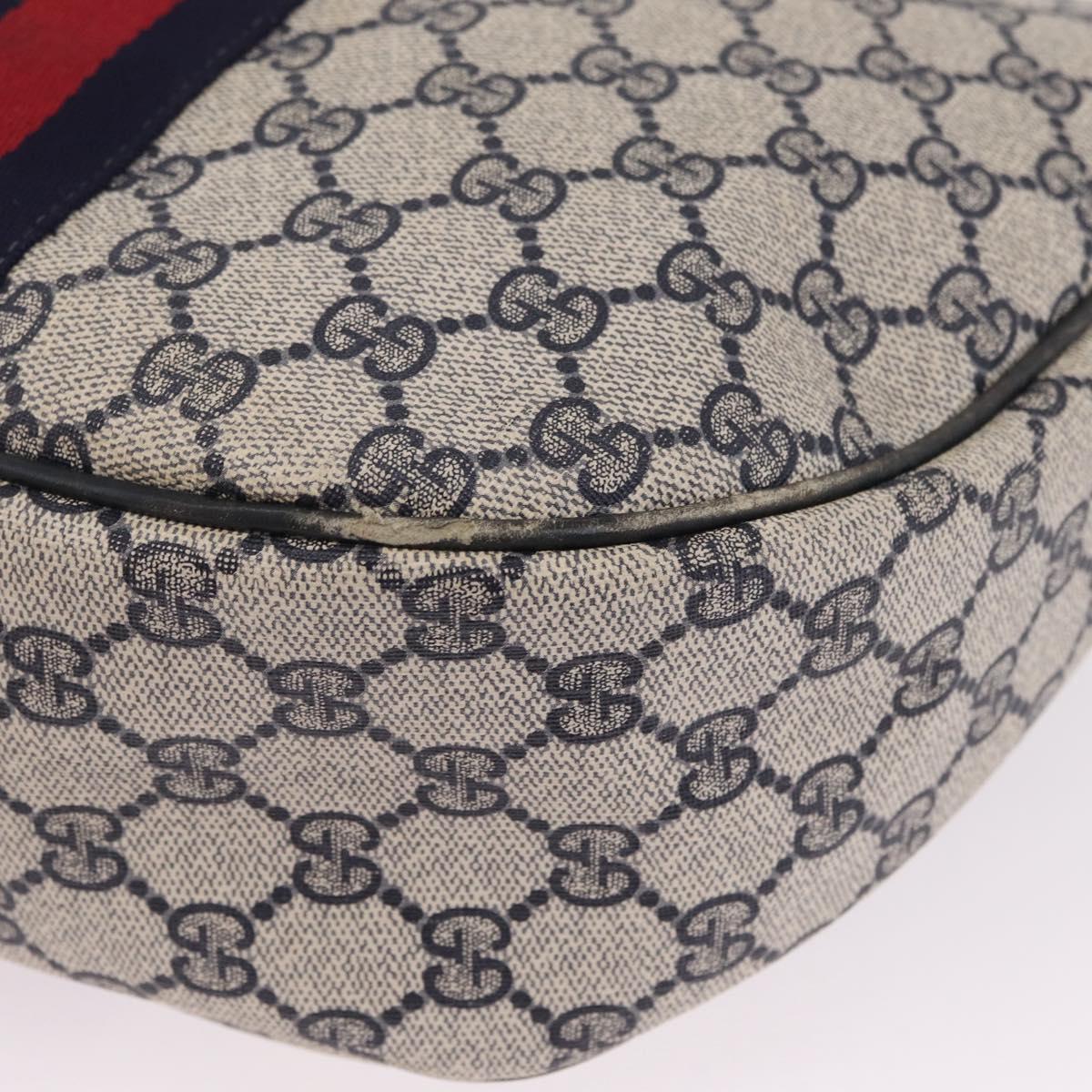 GUCCI GG Supreme Sherry Line Shoulder Bag PVC Navy Gold 29 001 3840 Auth ka7013