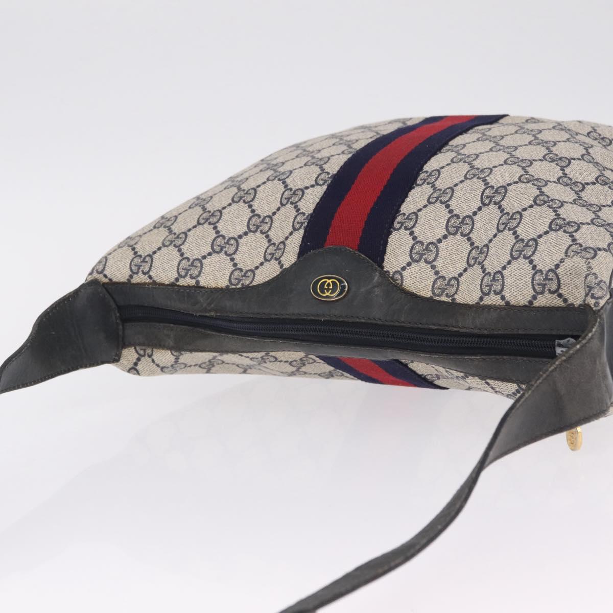 GUCCI GG Supreme Sherry Line Shoulder Bag PVC Navy Gold 29 001 3840 Auth ka7013