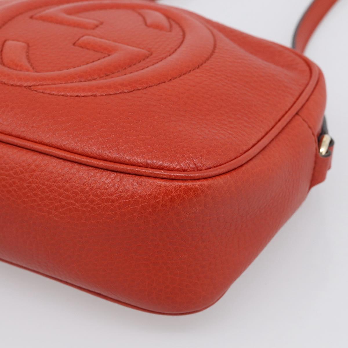 GUCCI Shoulder Bag Leather Orange Gold 308364 Auth ka7014