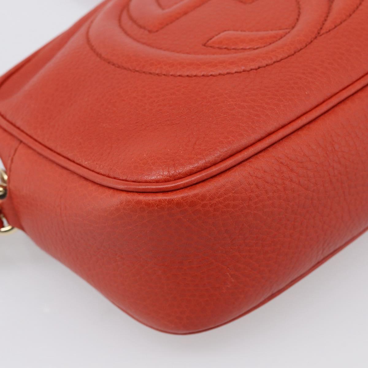GUCCI Shoulder Bag Leather Orange Gold 308364 Auth ka7014