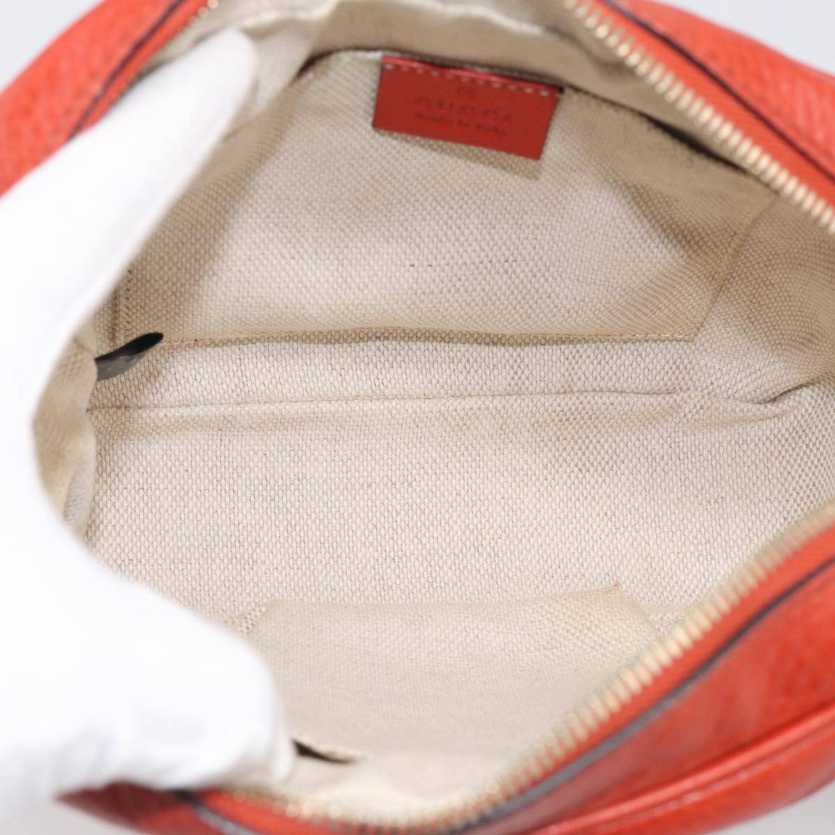GUCCI Shoulder Bag Leather Orange Gold 308364 Auth ka7014