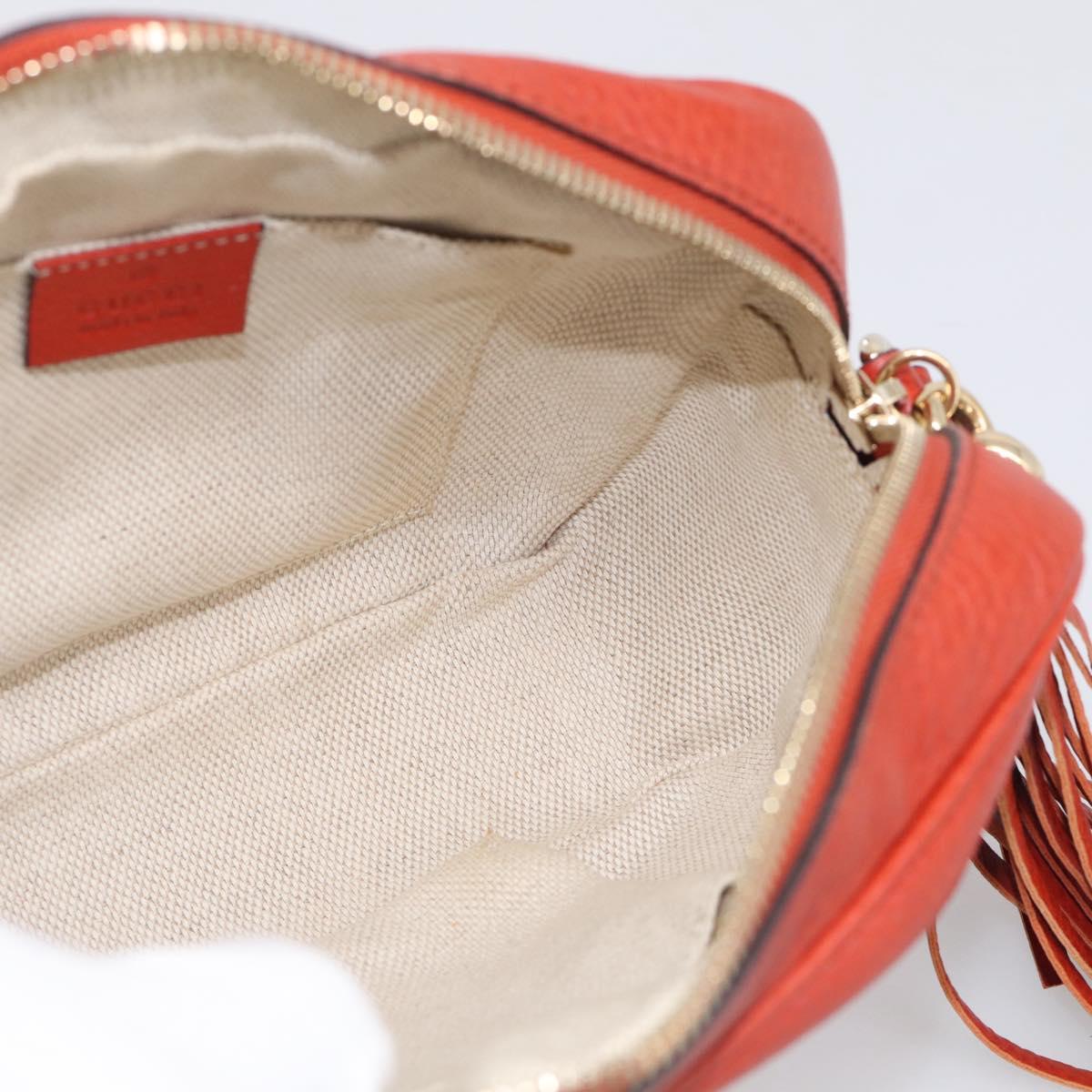GUCCI Shoulder Bag Leather Orange Gold 308364 Auth ka7014