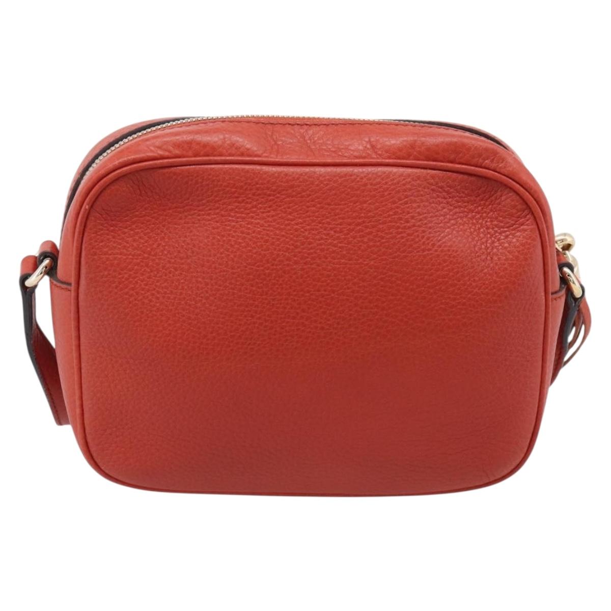 GUCCI Shoulder Bag Leather Orange Gold 308364 Auth ka7014
