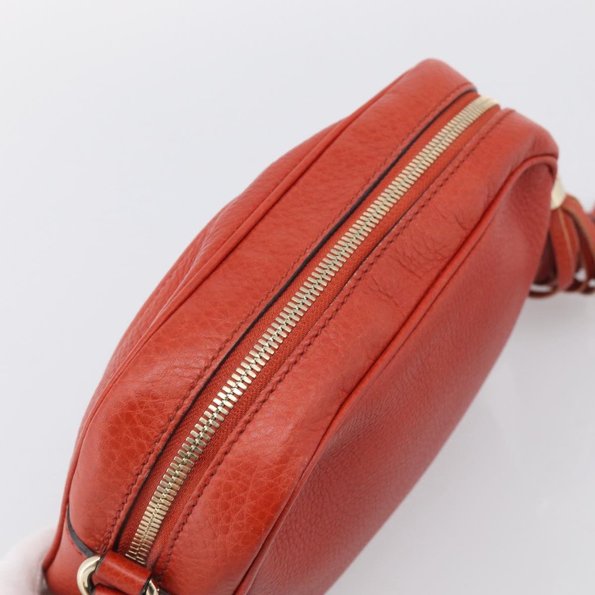 GUCCI Shoulder Bag Leather Orange Gold 308364 Auth ka7014
