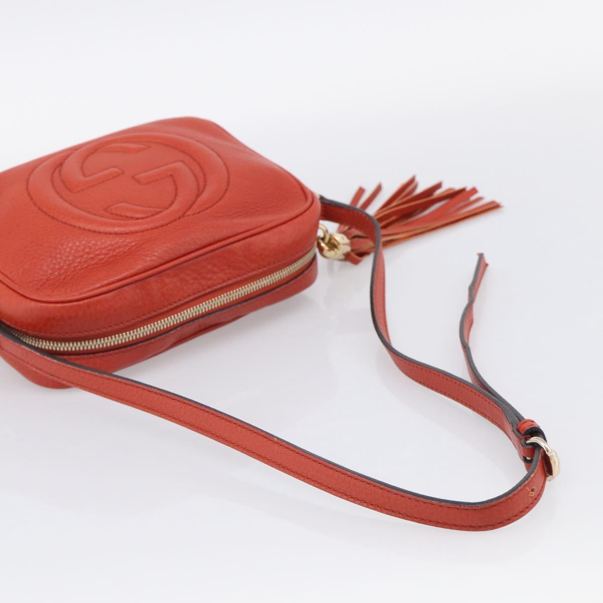 GUCCI Shoulder Bag Leather Orange Gold 308364 Auth ka7014