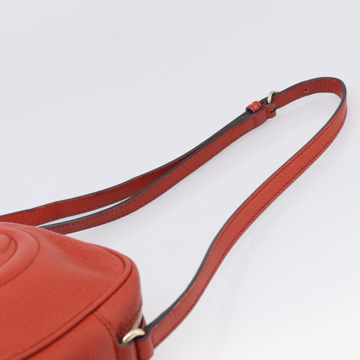 GUCCI Shoulder Bag Leather Orange Gold 308364 Auth ka7014
