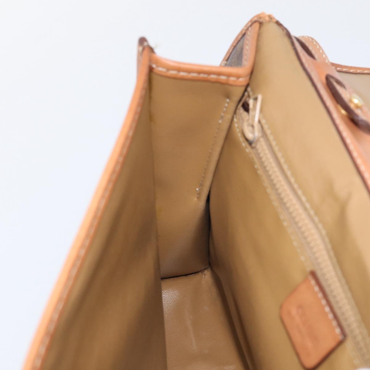 CELINE Macadam Canvas Shoulder Bag PVC Leather Brown Gold Auth ka7015