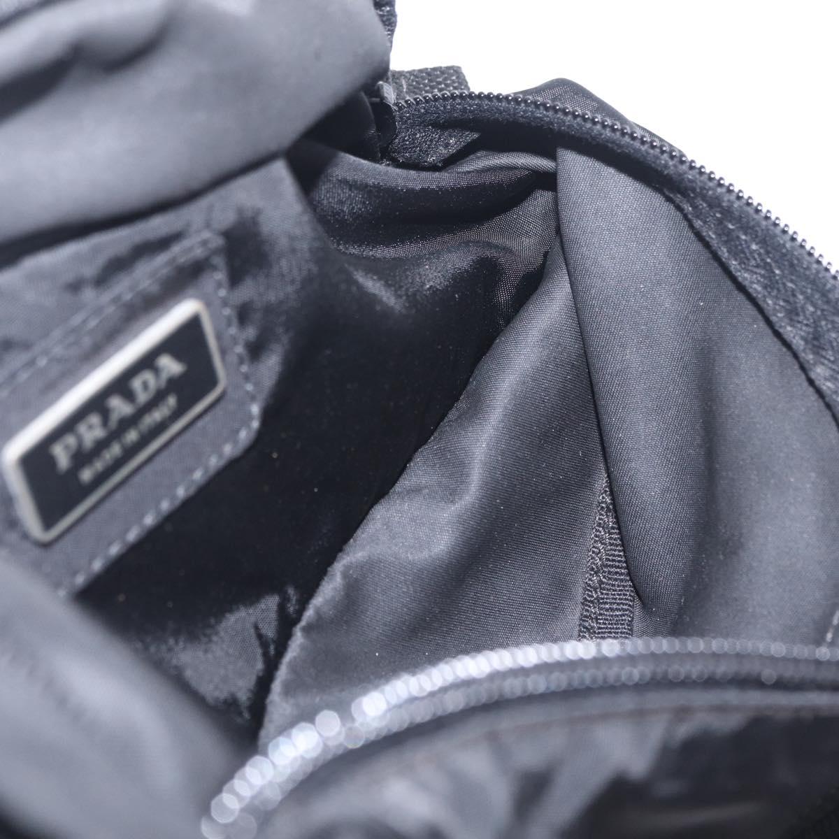 PRADA Waist Bag Nylon Black Silver Auth ka7017A