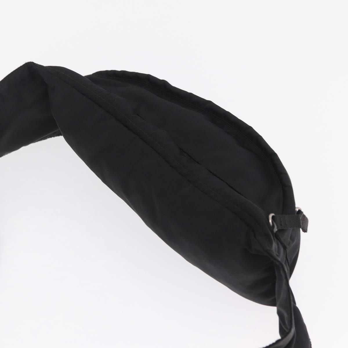 PRADA Waist Bag Nylon Black Silver Auth ka7017A