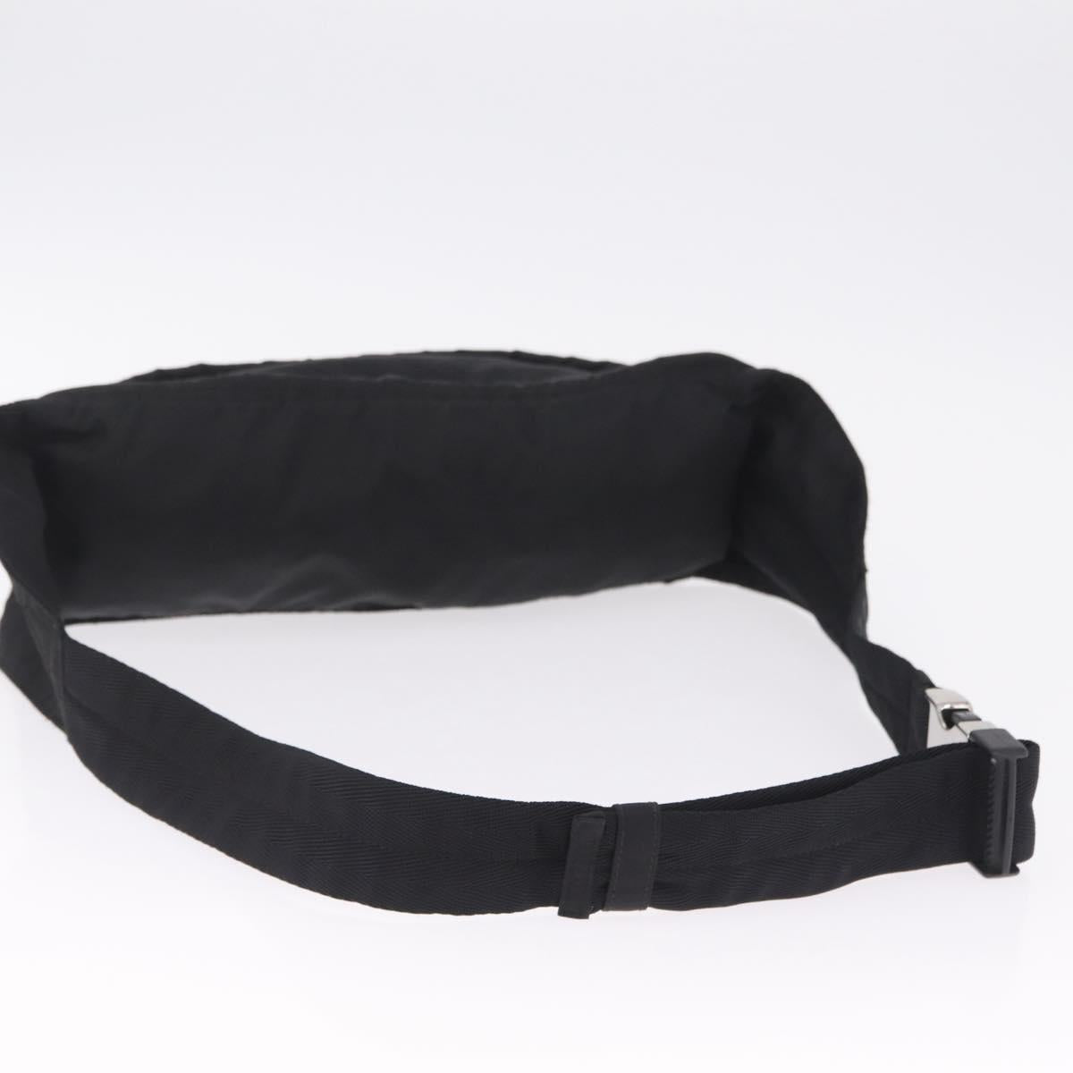 PRADA Waist Bag Nylon Black Silver Auth ka7017A