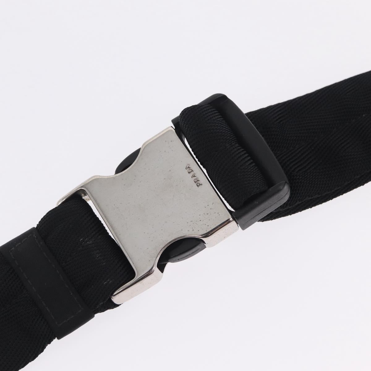 PRADA Waist Bag Nylon Black Silver Auth ka7017A