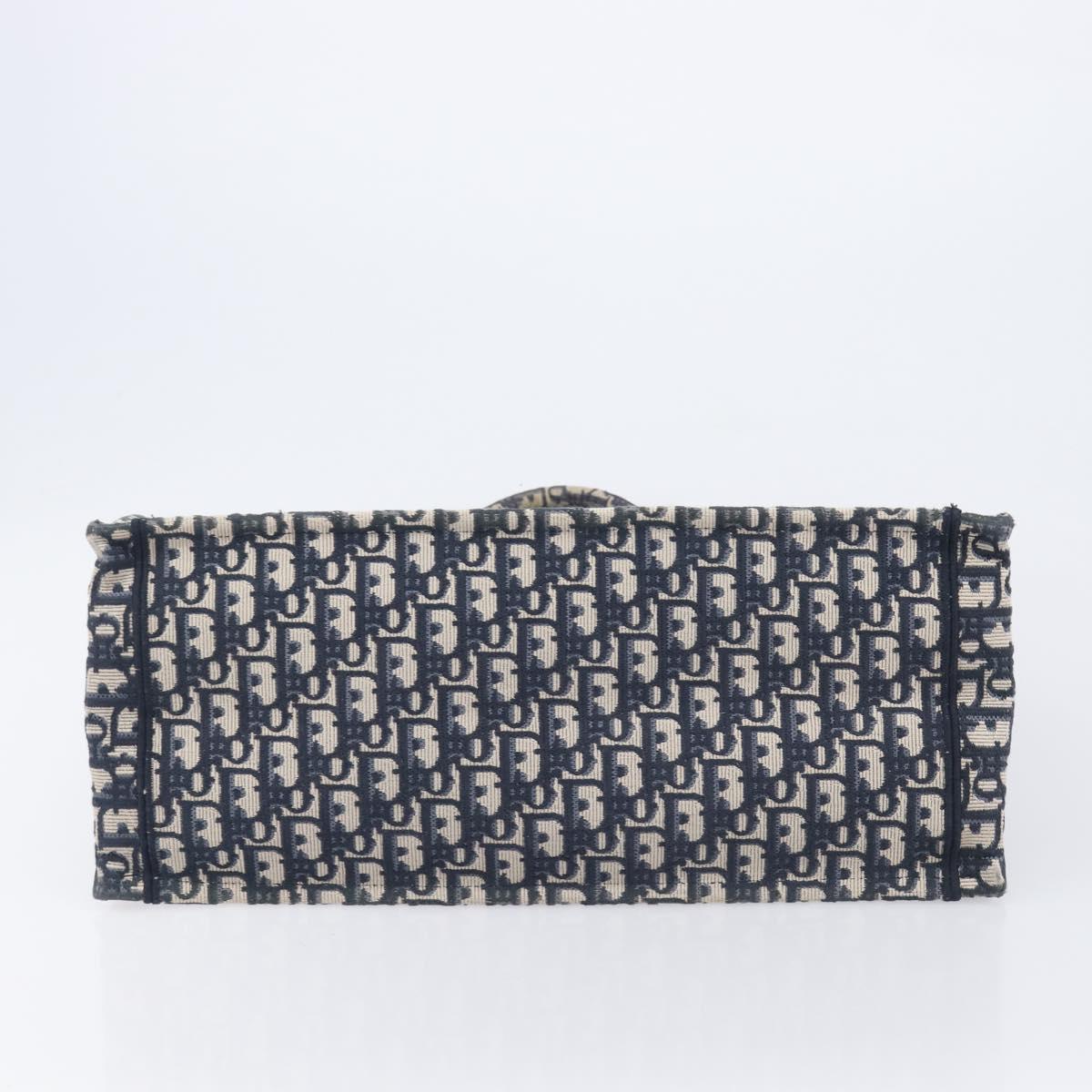 Christian Dior Trotter Canvas Oblique Book Tote Hand Bag Navy Auth ka7022