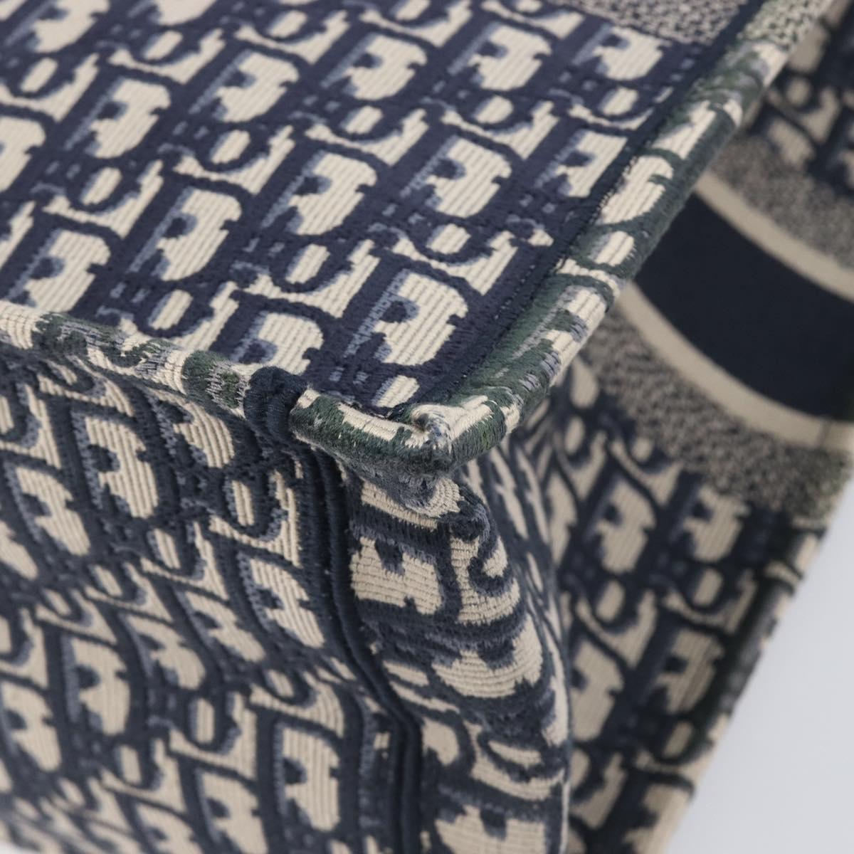 Christian Dior Trotter Canvas Oblique Book Tote Hand Bag Navy Auth ka7022