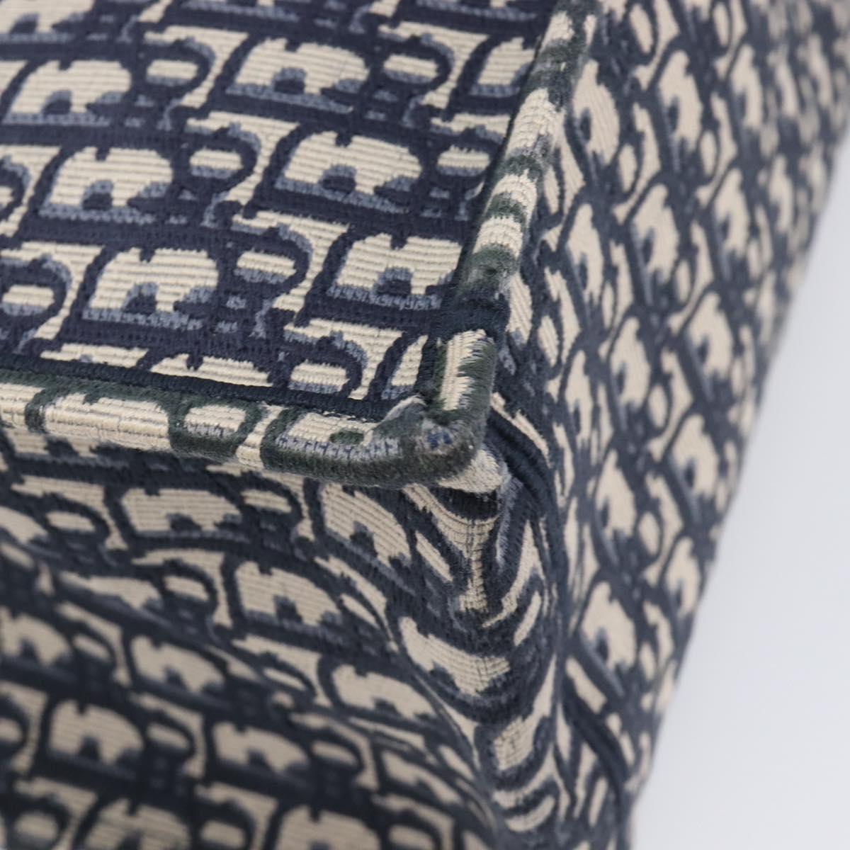 Christian Dior Trotter Canvas Oblique Book Tote Hand Bag Navy Auth ka7022
