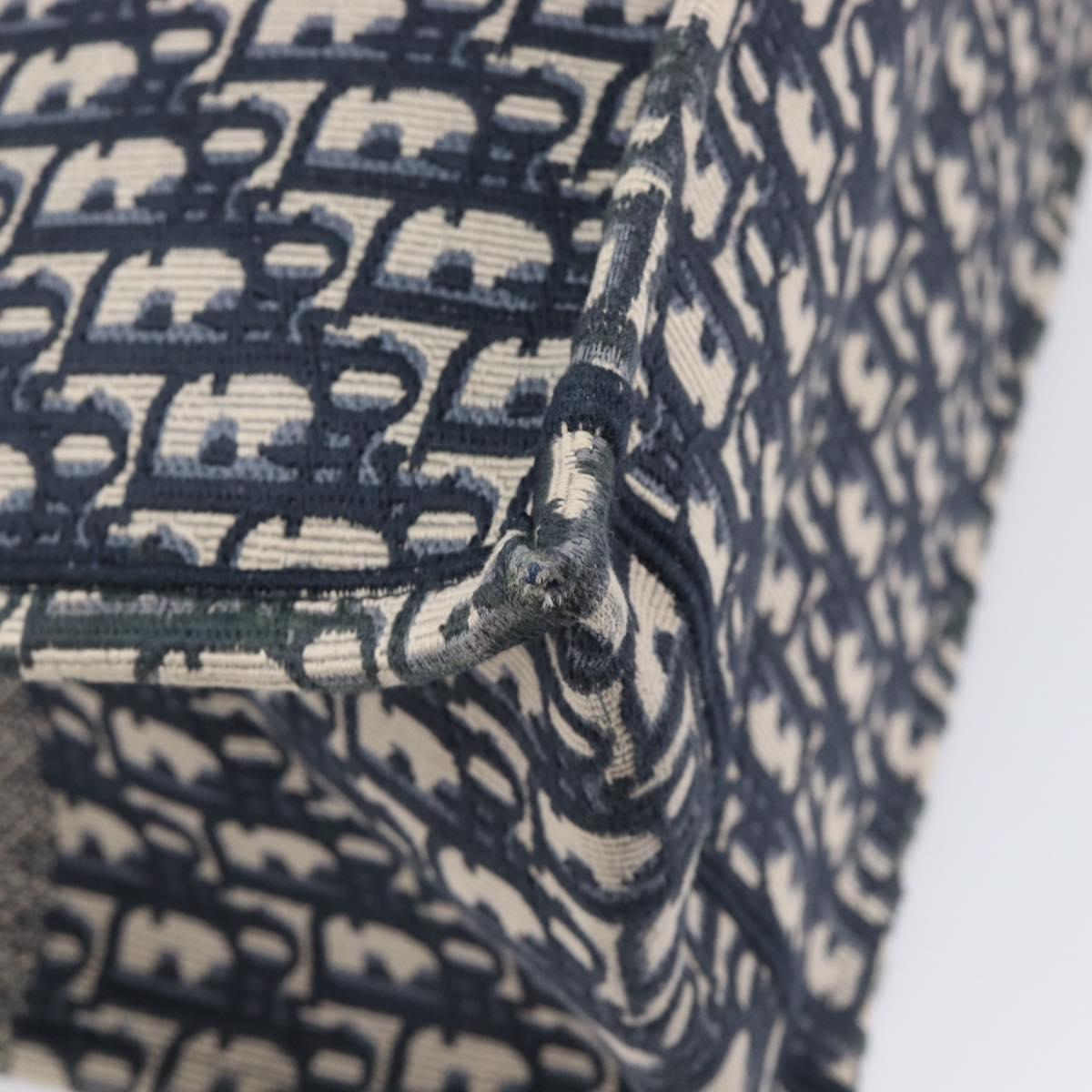 Christian Dior Trotter Canvas Oblique Book Tote Hand Bag Navy Auth ka7022