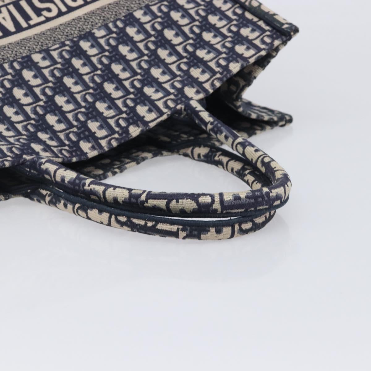 Christian Dior Trotter Canvas Oblique Book Tote Hand Bag Navy Auth ka7022