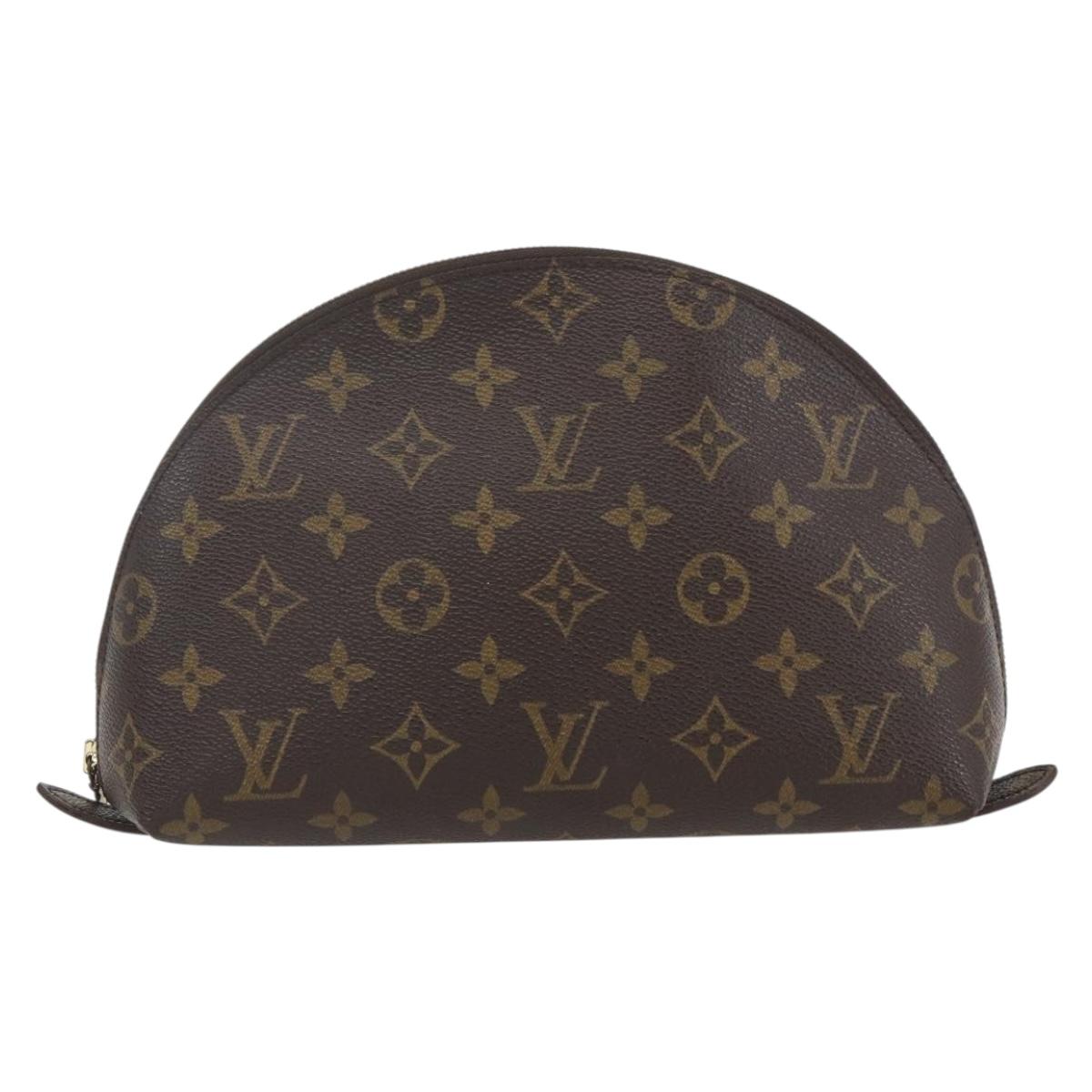 LOUIS VUITTON Monogram Trousse Demi Ronde Cosmetic Pouch M47520 LV Auth ka703