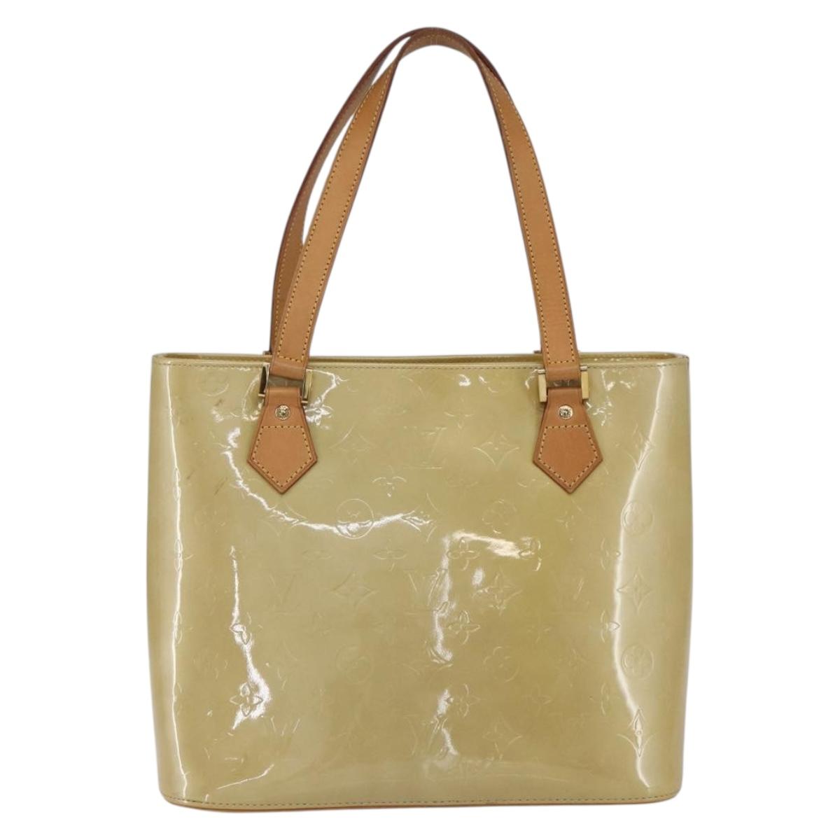 LOUIS VUITTON Monogram Vernis Houston Hand Bag Beige M91004 LV Auth ka712