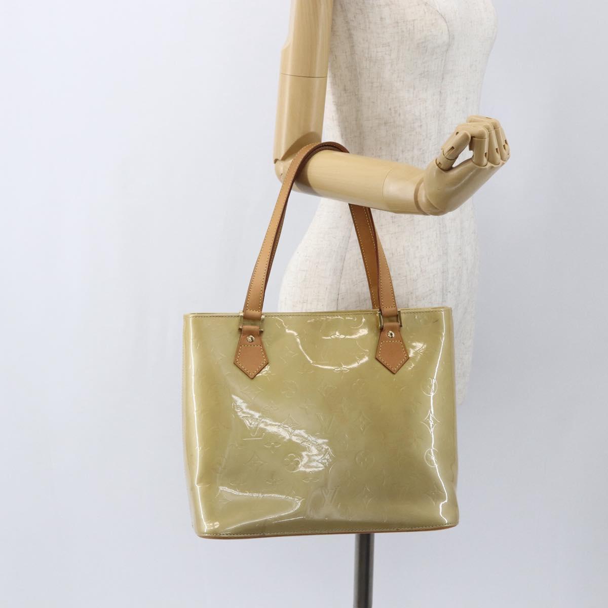 LOUIS VUITTON Monogram Vernis Houston Hand Bag Beige M91004 LV Auth ka712