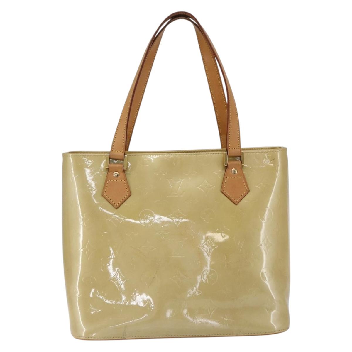 LOUIS VUITTON Monogram Vernis Houston Hand Bag Beige M91004 LV Auth ka712