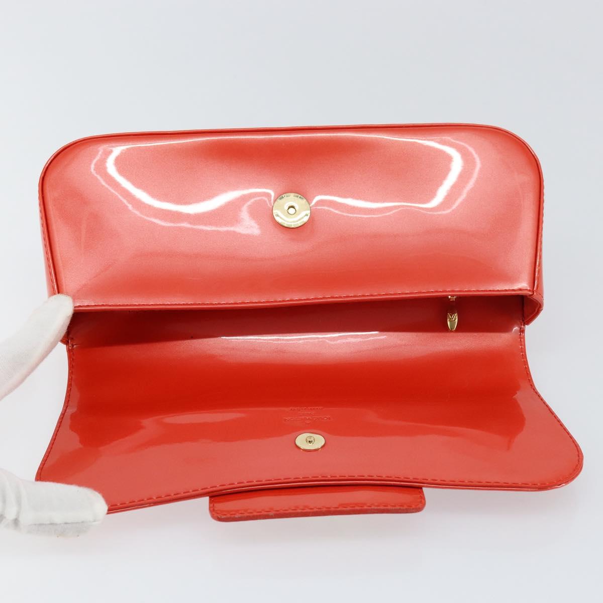 LOUIS VUITTON Vernis Pochette Sobie Bag Orenge Sunset M93727 LV Auth ka713V