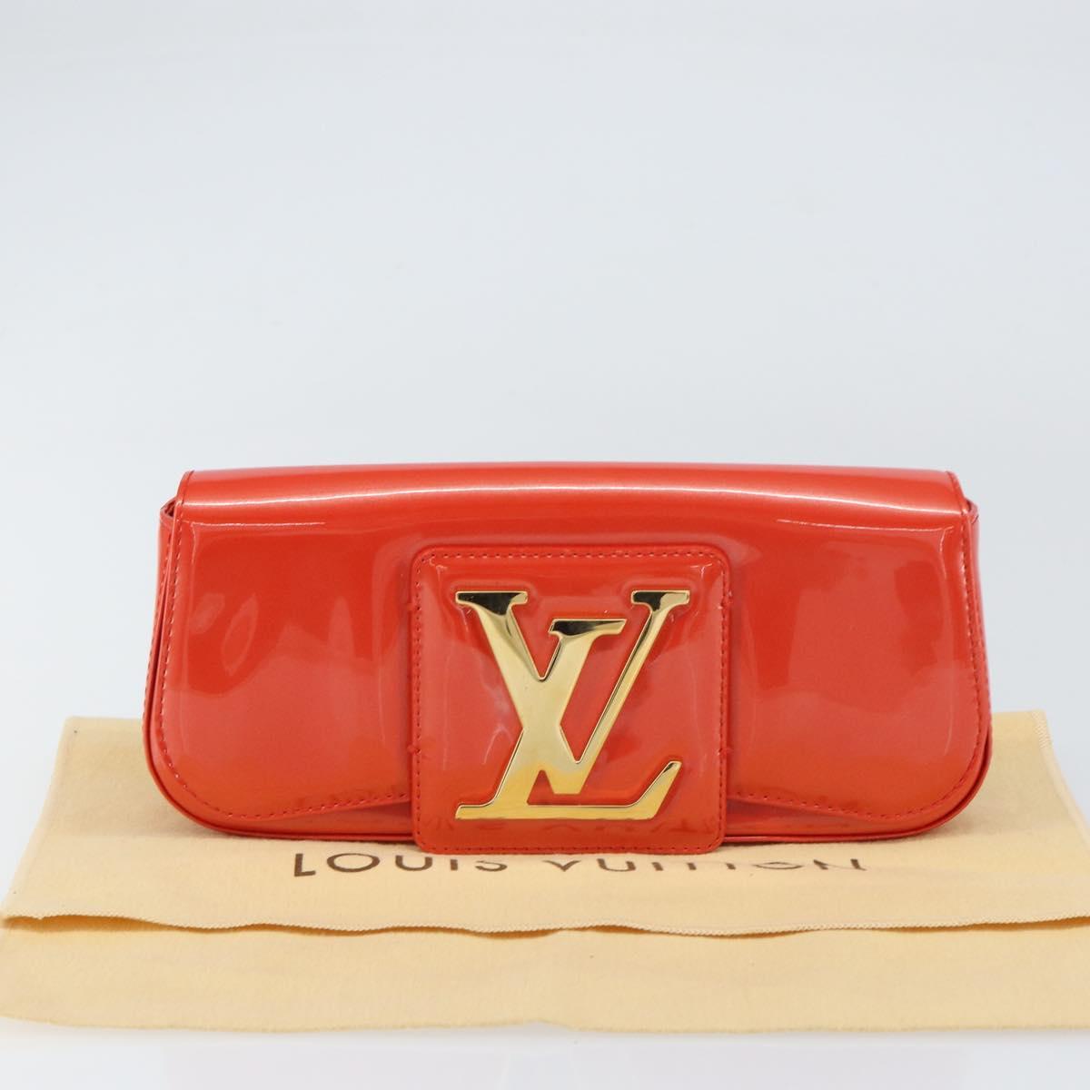 LOUIS VUITTON Vernis Pochette Sobie Bag Orenge Sunset M93727 LV Auth ka713V