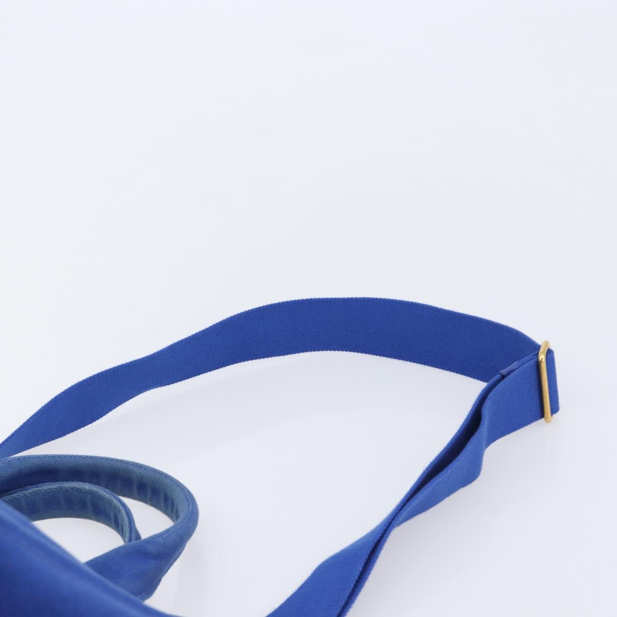 PRADA Canapa MM Hand Bag Canvas 2way Blue Gold Auth ka7146A