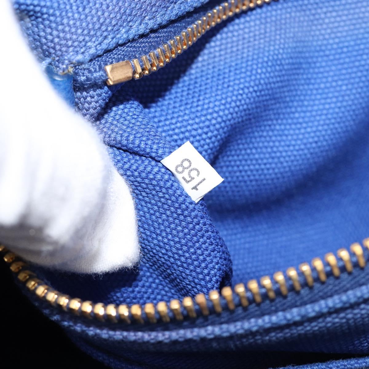 PRADA Canapa MM Hand Bag Canvas 2way Blue Gold Auth ka7146A