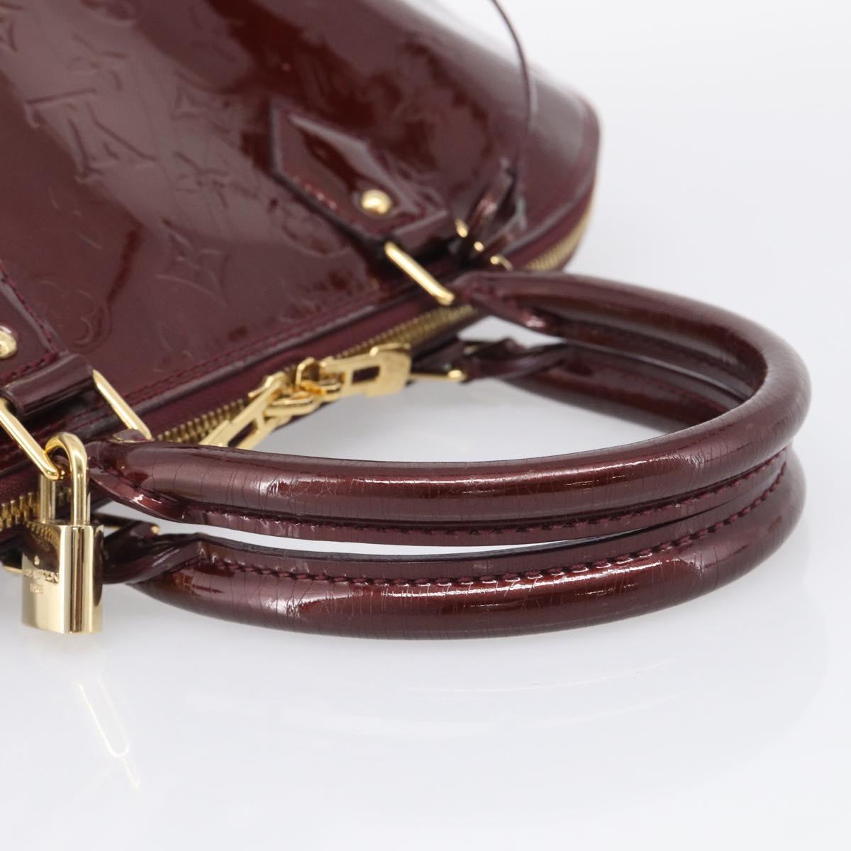 LOUIS VUITTON Monogram Vernis Alma PM Bag Rouge Favist M91691 LV Auth ka7152