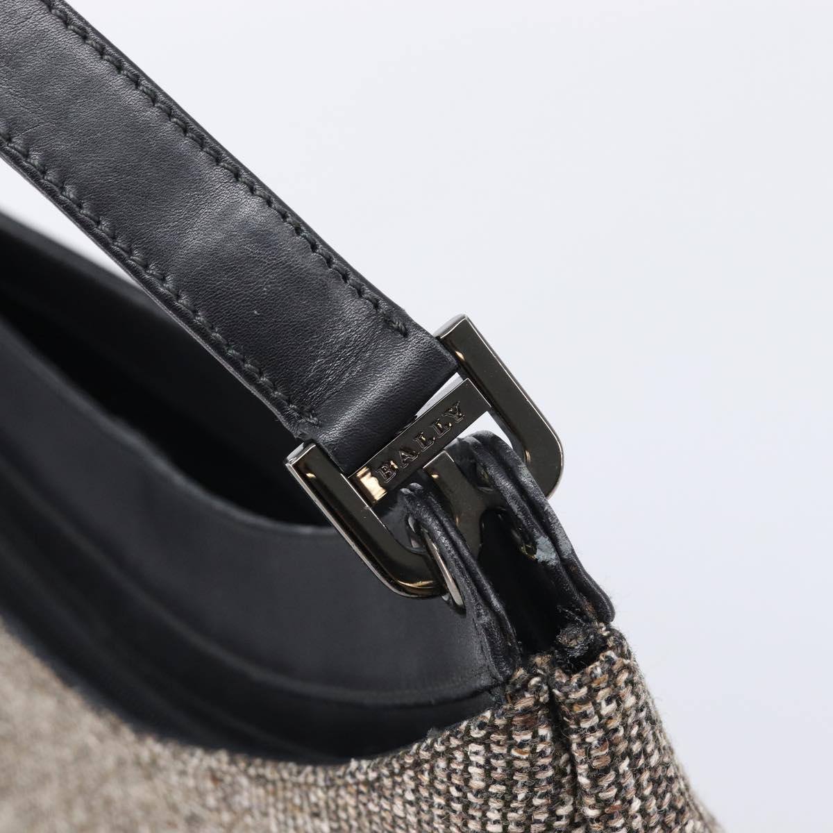 Bally Shoulder Bag Tweed Beige Silver Auth ka7160A