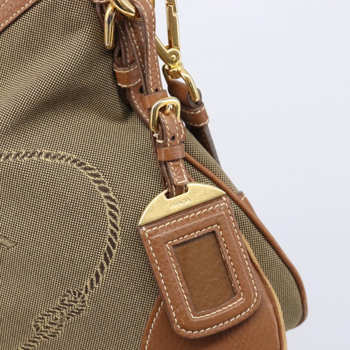PRADA Shoulder Bag Canvas 2way Brown Gold Auth ka7161A