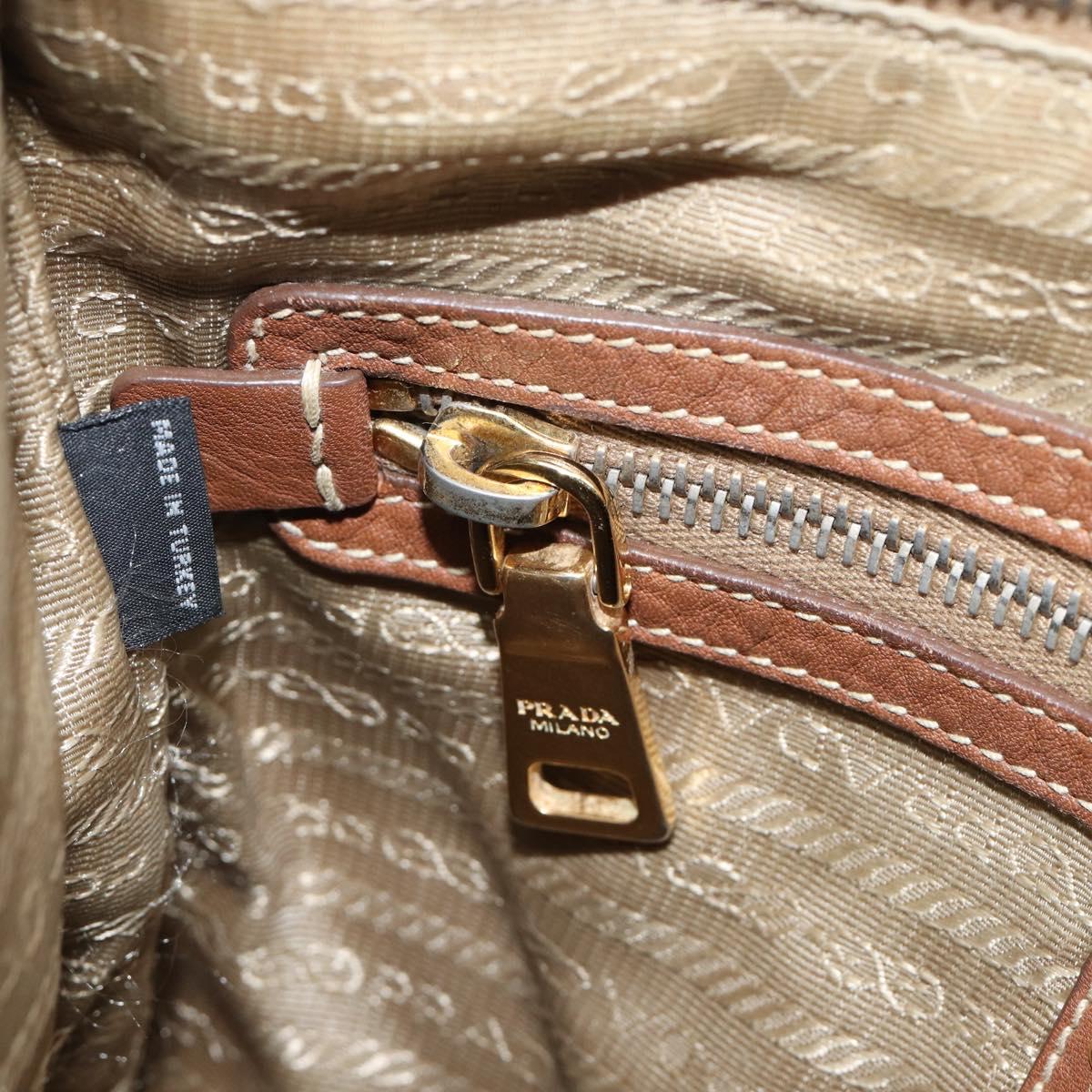 PRADA Shoulder Bag Canvas 2way Brown Gold Auth ka7161A
