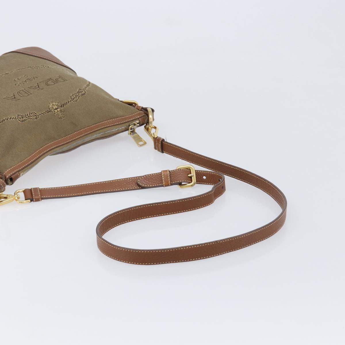 PRADA Shoulder Bag Canvas 2way Brown Gold Auth ka7161A