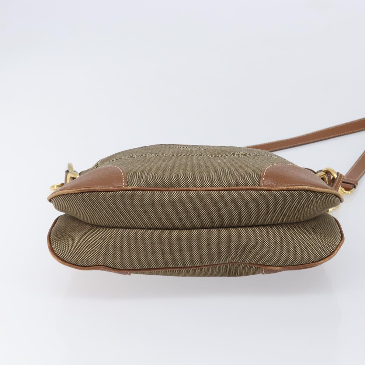 PRADA Shoulder Bag Canvas 2way Brown Gold Auth ka7161A
