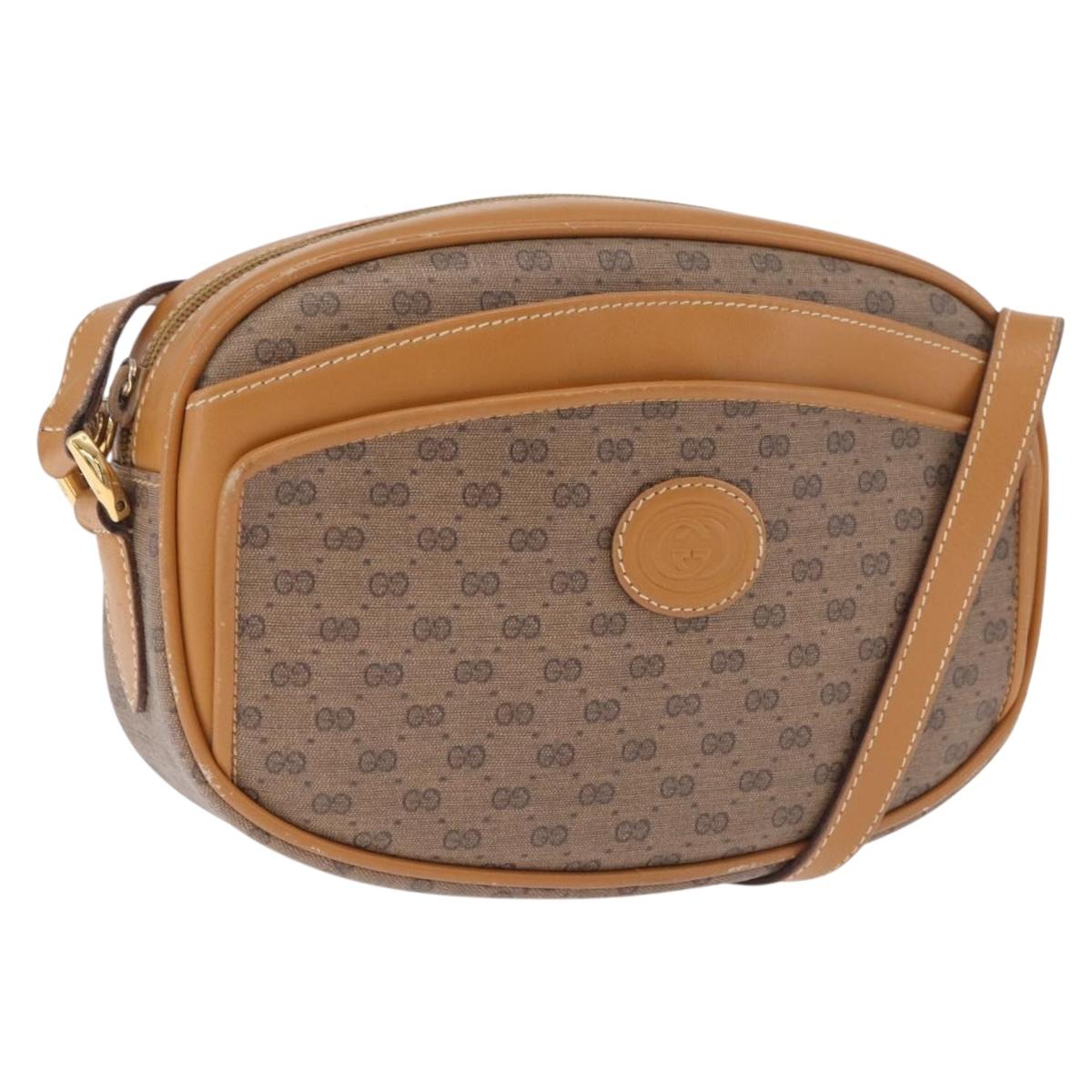 GUCCI Micro GG Supreme Shoulder Bag PVC Beige Gold 007 113 0115 Auth ka7162