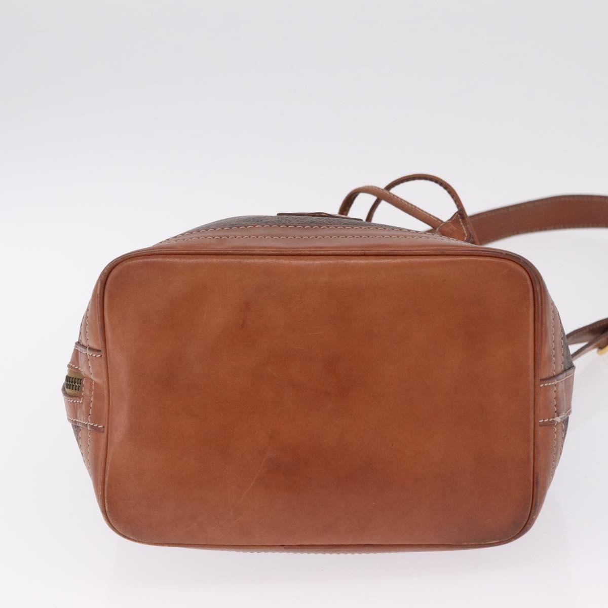 CELINE Macadam Canvas Shoulder Bag PVC Leather Brown Gold Auth ka7164