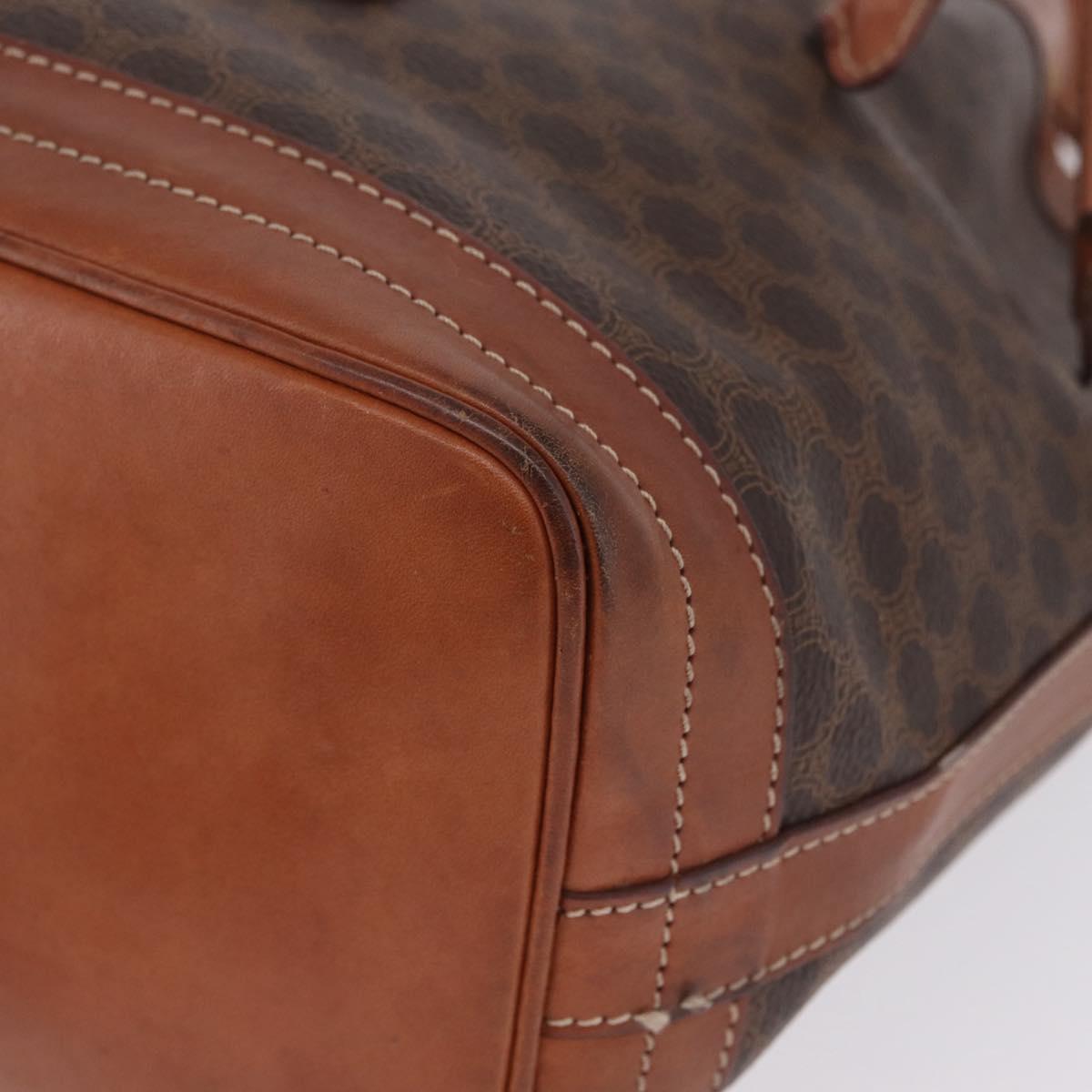 CELINE Macadam Canvas Shoulder Bag PVC Leather Brown Gold Auth ka7164
