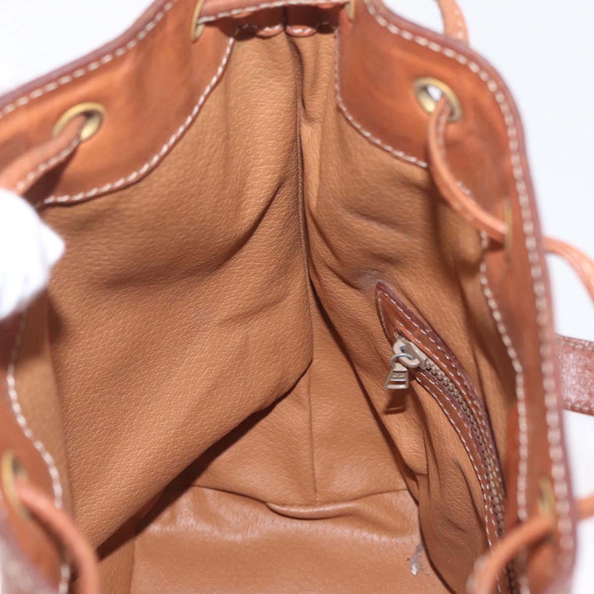 CELINE Macadam Canvas Shoulder Bag PVC Leather Brown Gold Auth ka7164