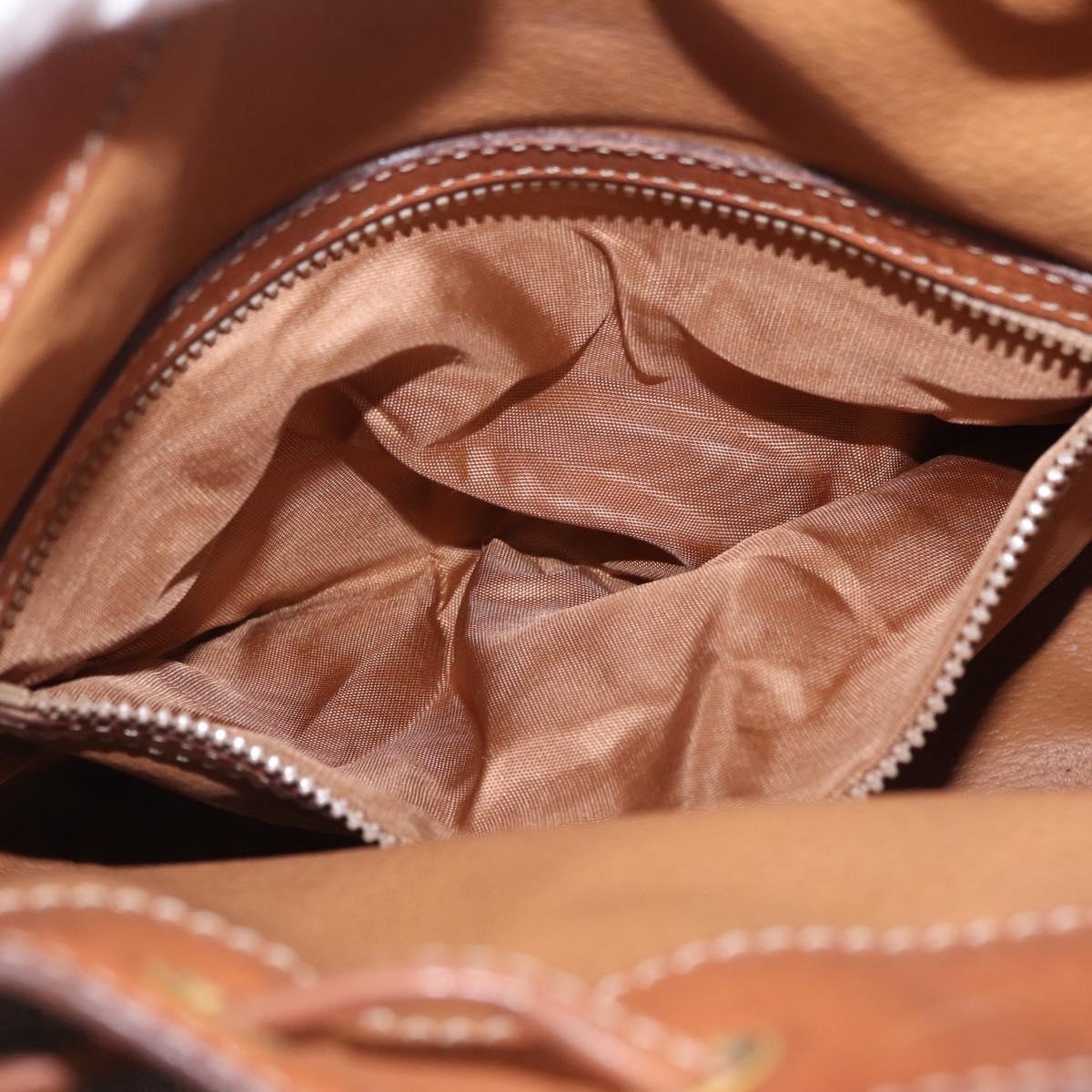 CELINE Macadam Canvas Shoulder Bag PVC Leather Brown Gold Auth ka7164