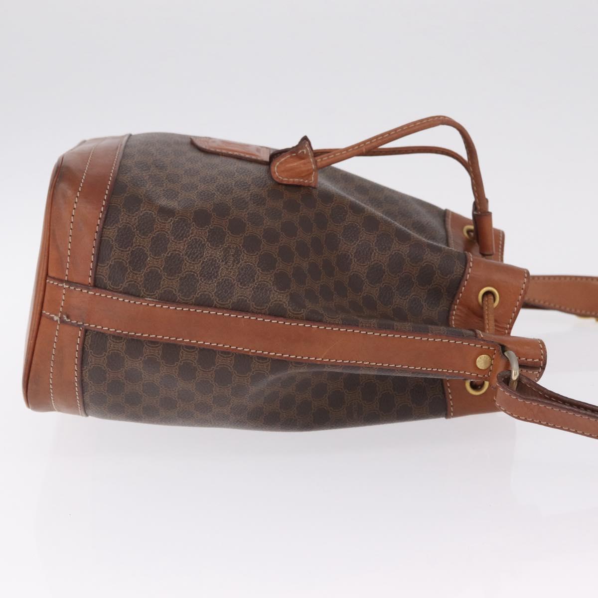 CELINE Macadam Canvas Shoulder Bag PVC Leather Brown Gold Auth ka7164
