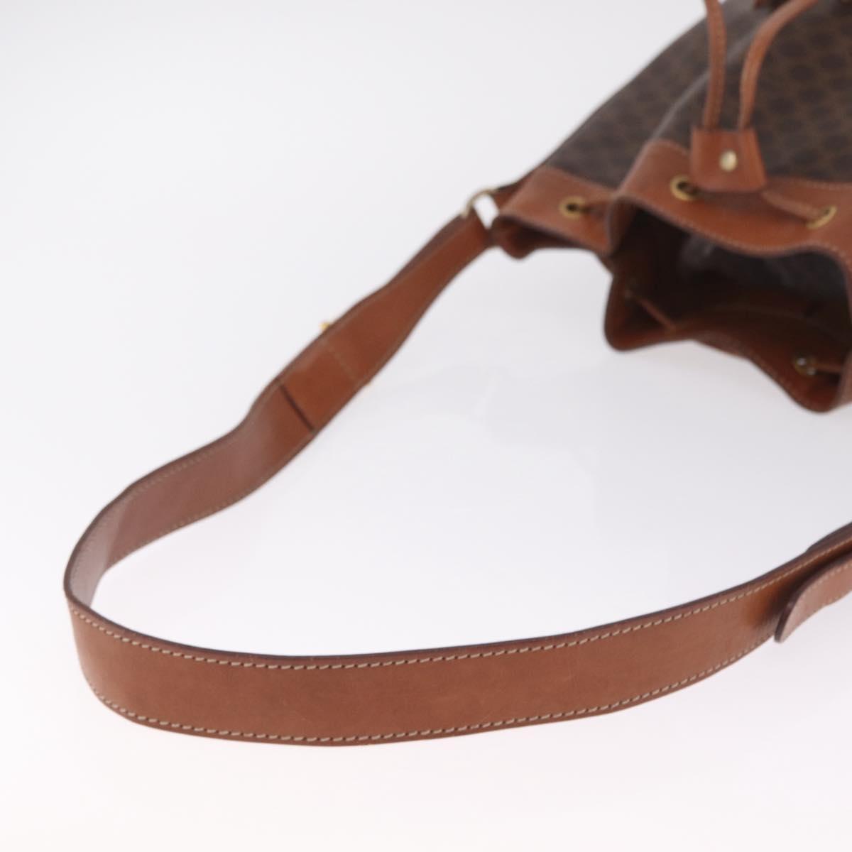 CELINE Macadam Canvas Shoulder Bag PVC Leather Brown Gold Auth ka7164