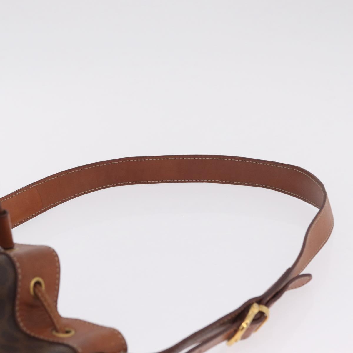 CELINE Macadam Canvas Shoulder Bag PVC Leather Brown Gold Auth ka7164