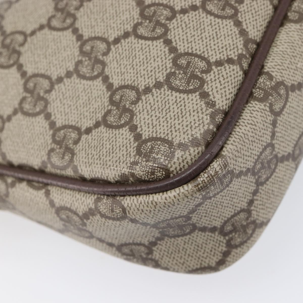 GUCCI GG Supreme Shoulder Bag PVC Beige Gold 97 02 068 Auth ka7165