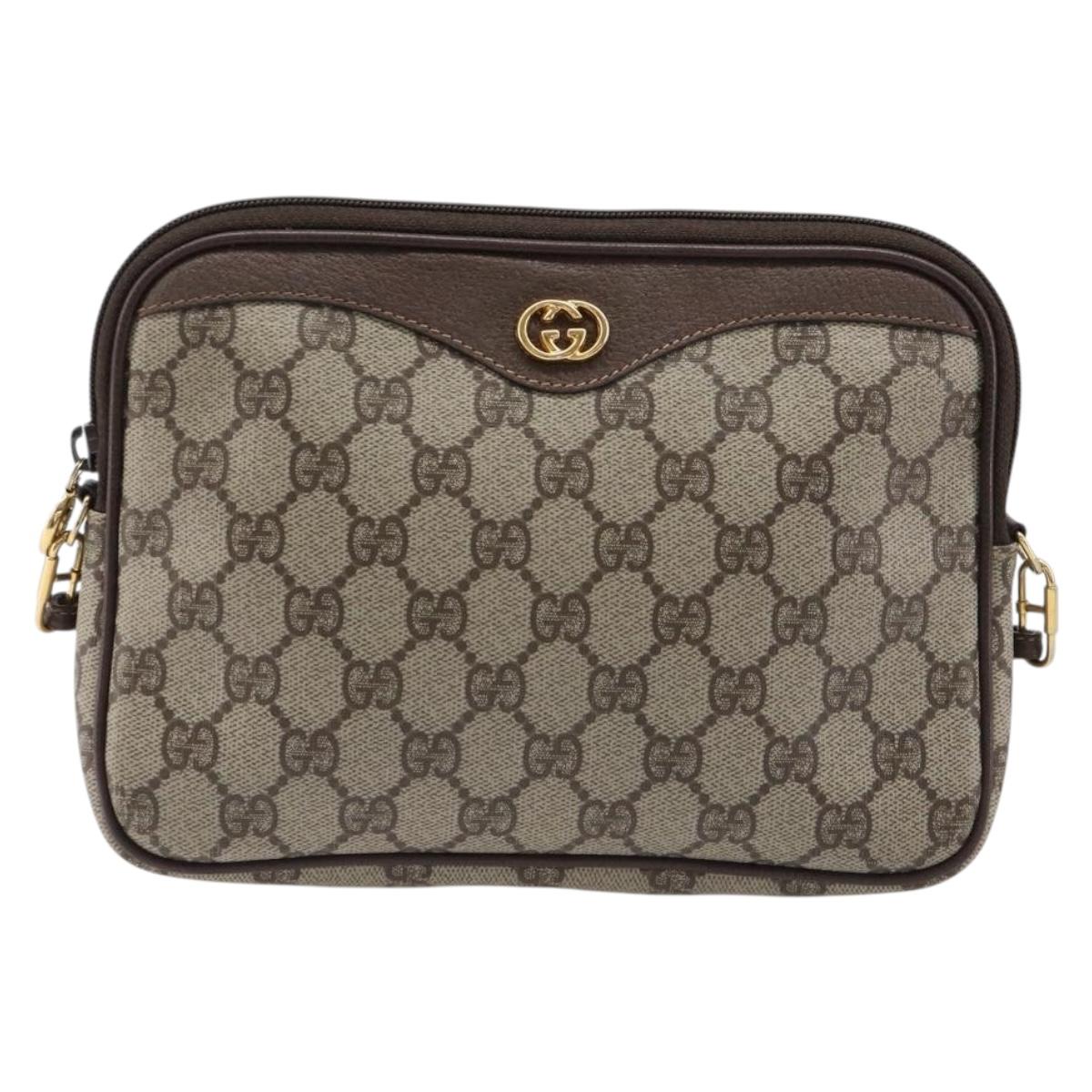 GUCCI GG Supreme Shoulder Bag PVC Beige Gold 97 02 068 Auth ka7165