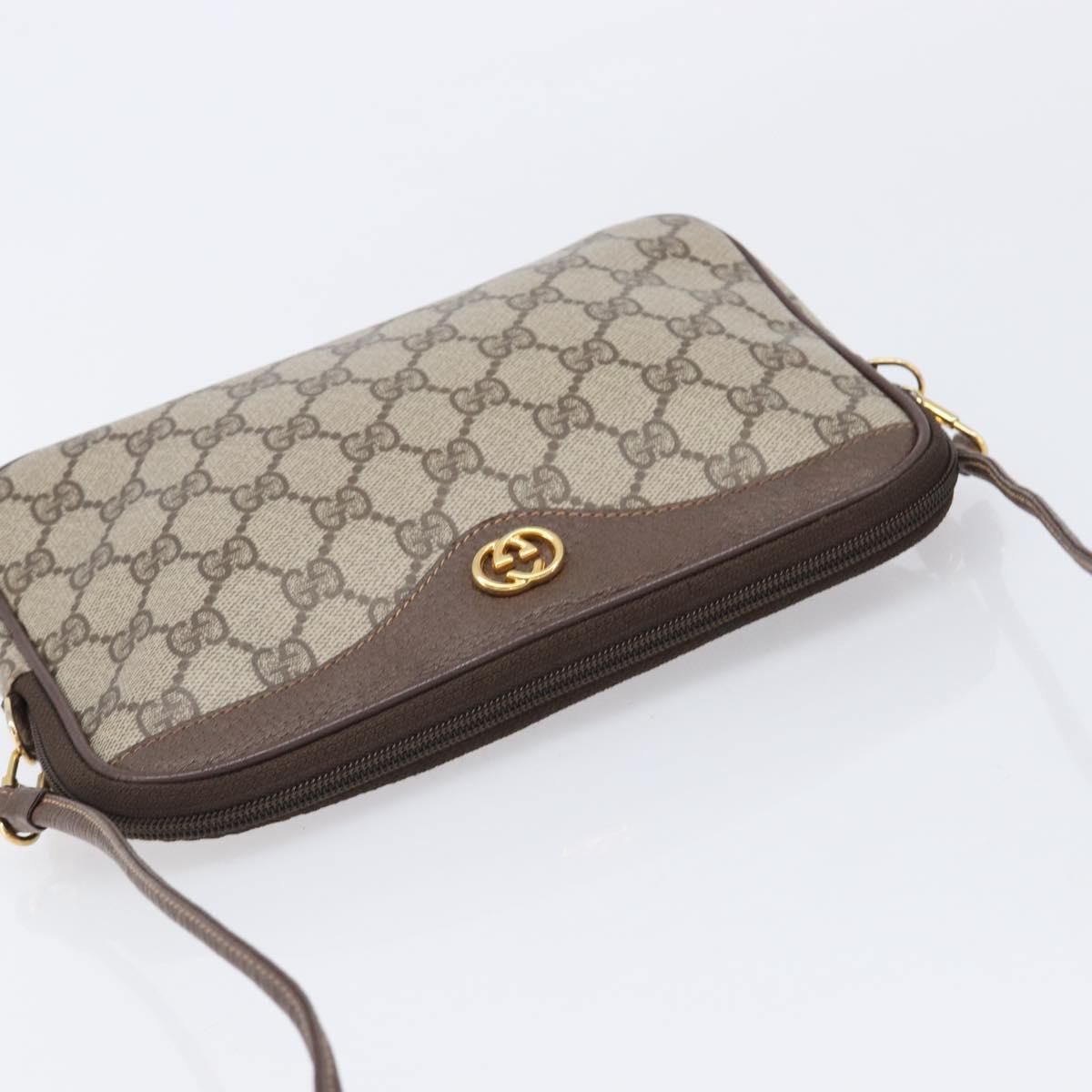 GUCCI GG Supreme Shoulder Bag PVC Beige Gold 97 02 068 Auth ka7165