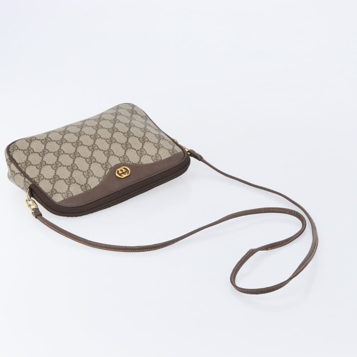 GUCCI GG Supreme Shoulder Bag PVC Beige Gold 97 02 068 Auth ka7165