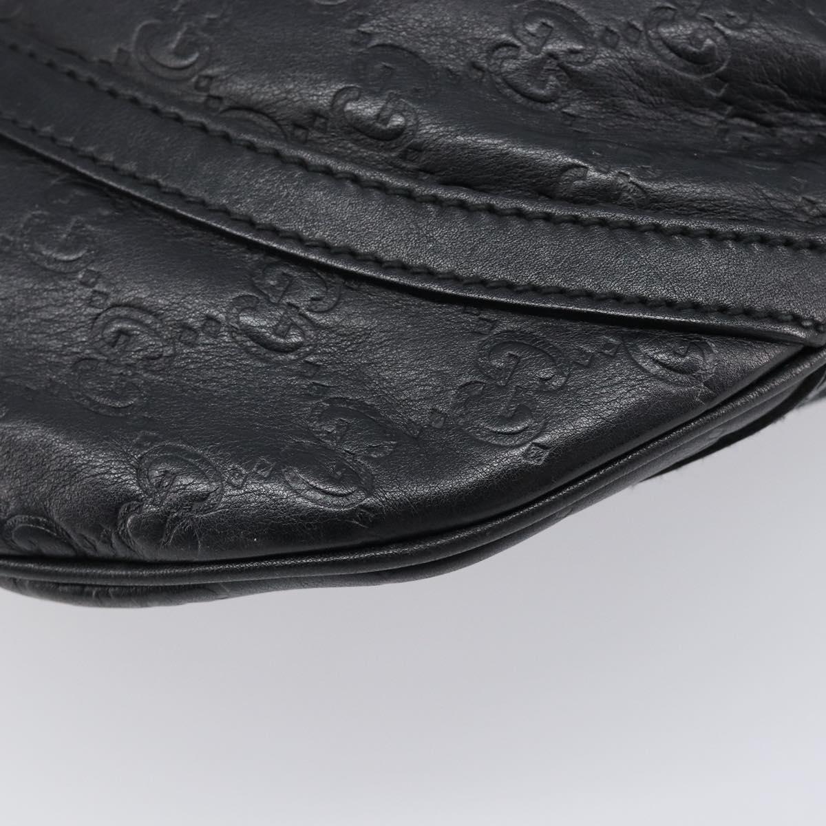 GUCCI GG Canvas Guccissima Shoulder Bag Leather Black Gold 204940 Auth ka7169