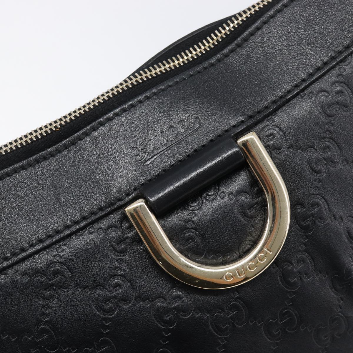 GUCCI GG Canvas Guccissima Shoulder Bag Leather Black Gold 204940 Auth ka7169