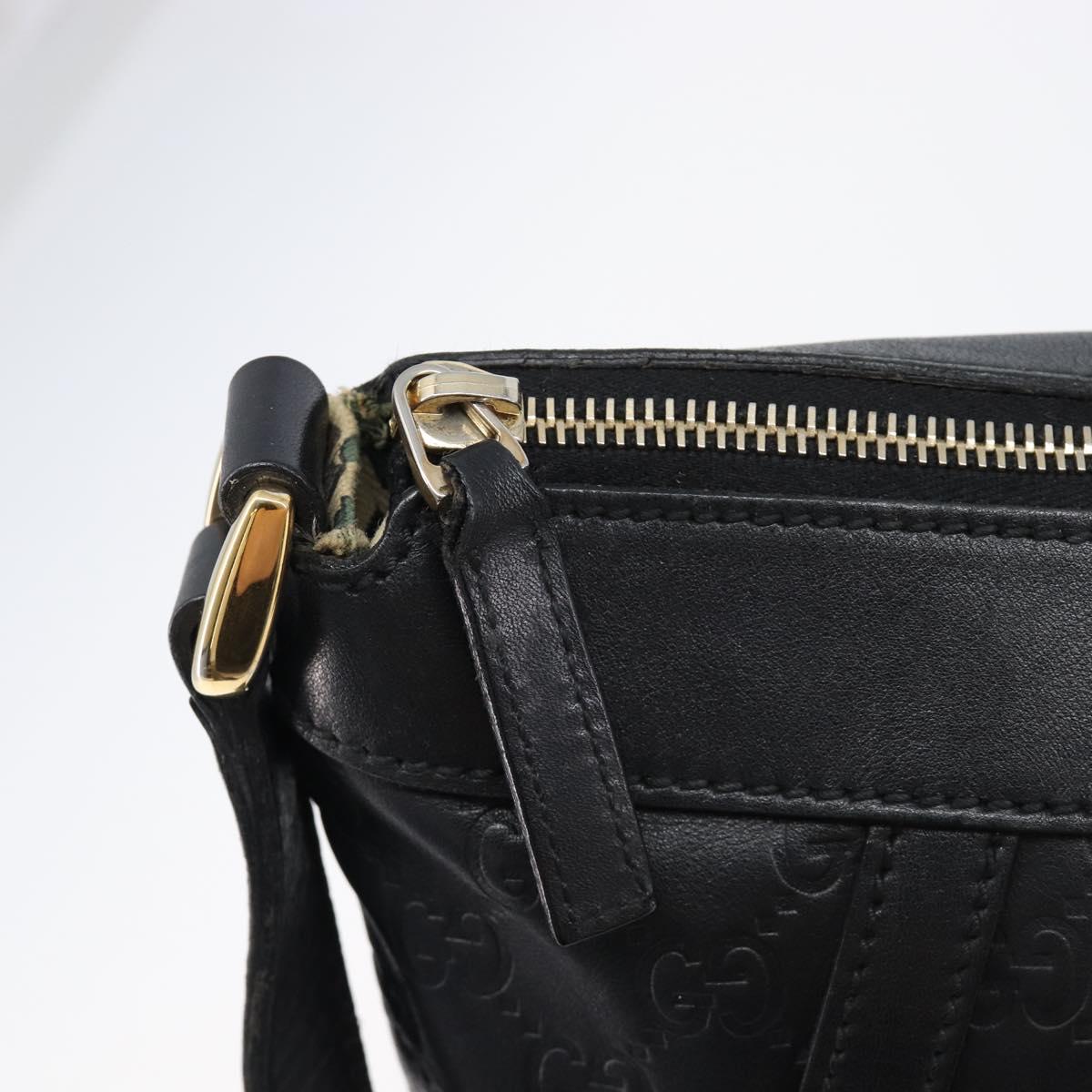 GUCCI GG Canvas Guccissima Shoulder Bag Leather Black Gold 204940 Auth ka7169